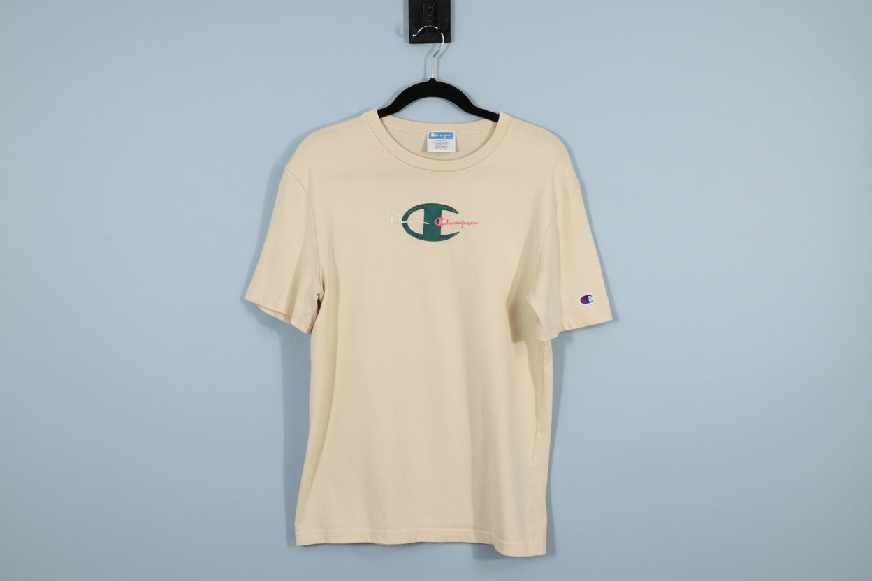 Champion Cream Logo Graphic Tee – Size S