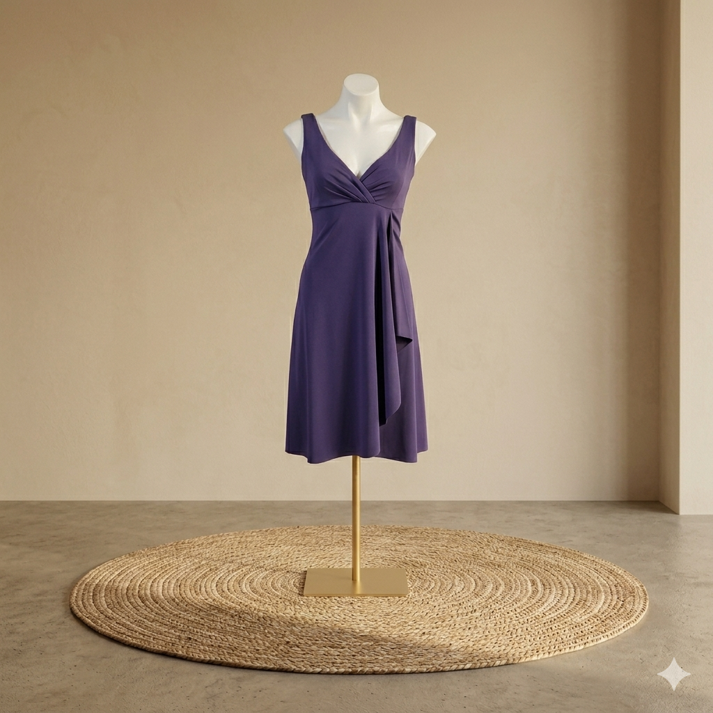 Bisou Bisou Purple Wrap-Style Dress – Size 4