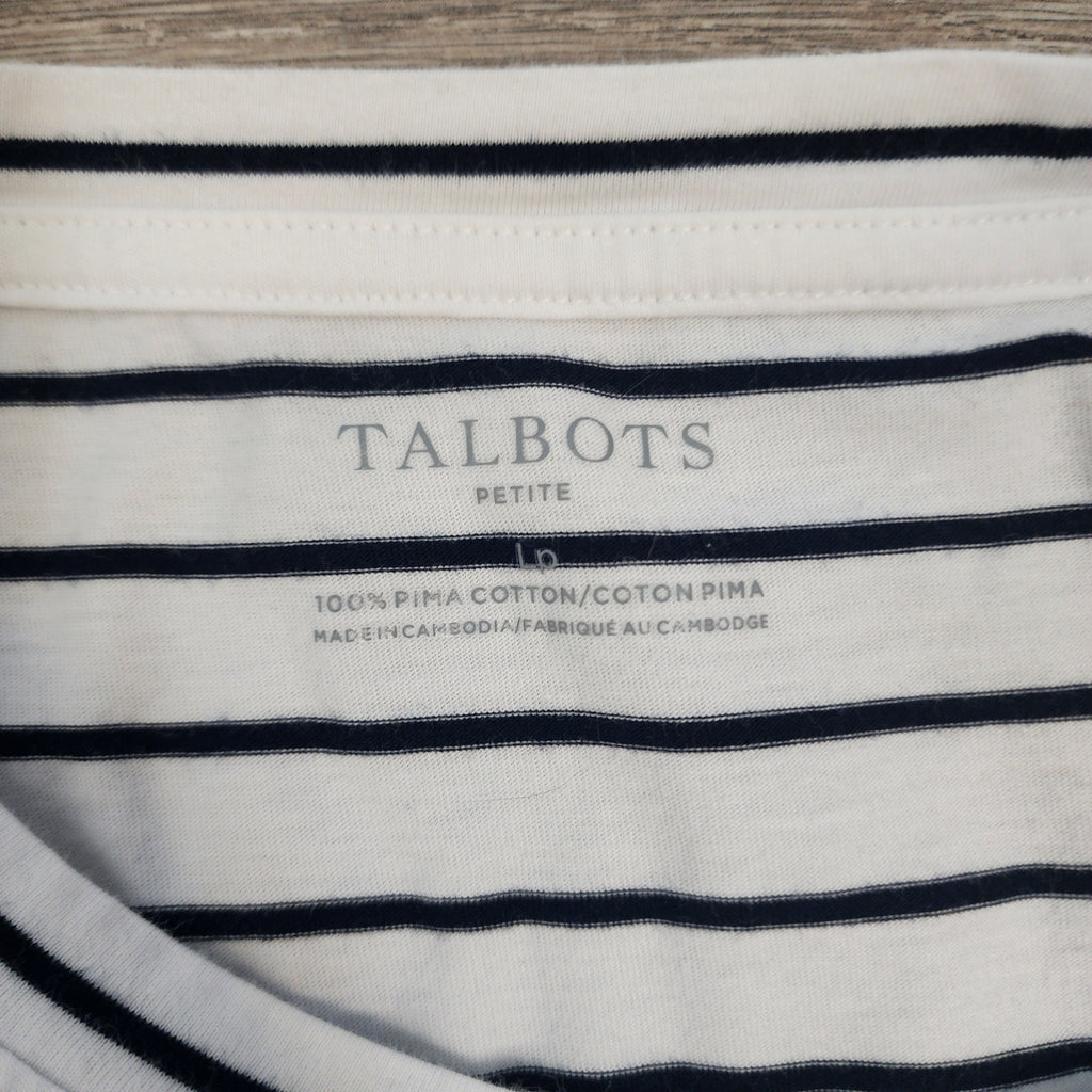 Talbots Petite Striped Pima Cotton Top — Size LP