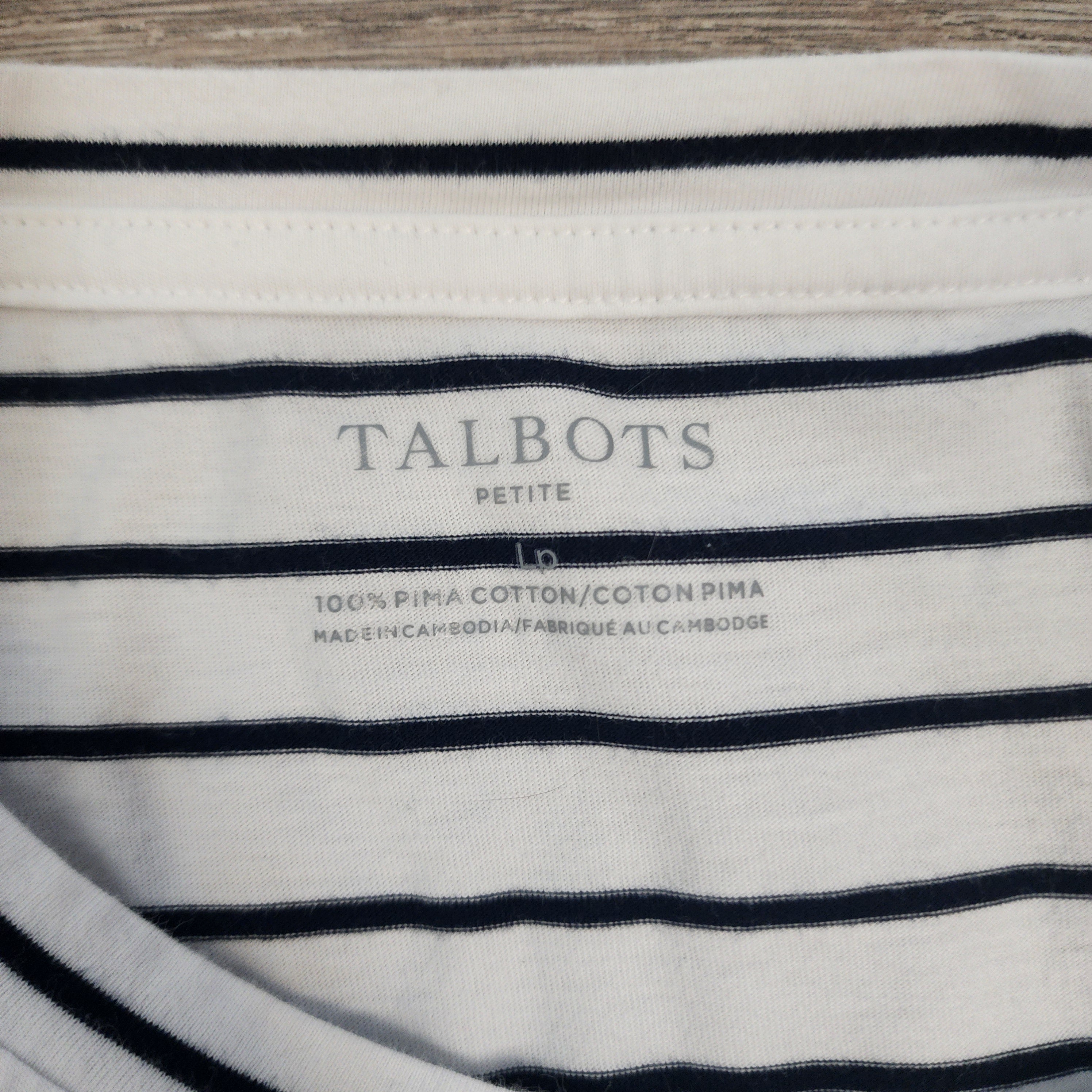 Talbots Petite Striped Pima Cotton Top — Size LP