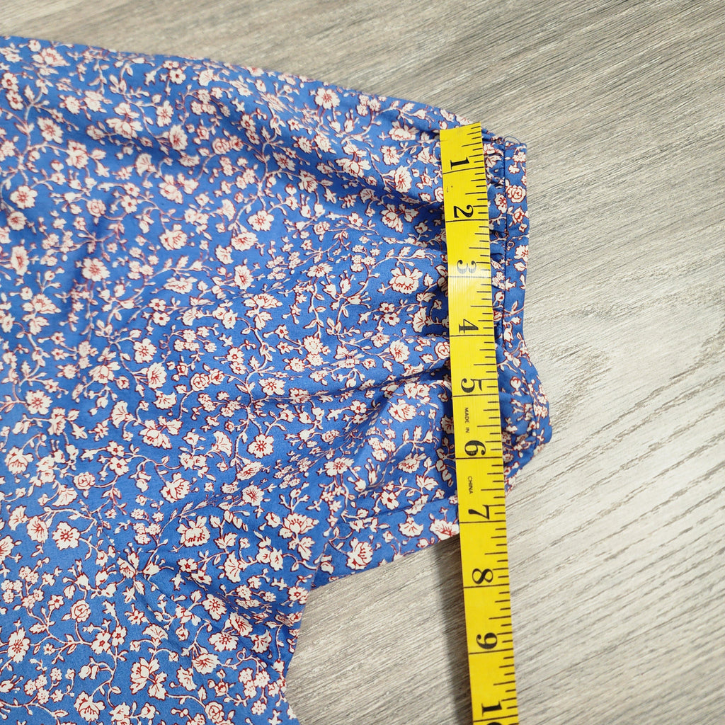 Madewell Floral Puff Sleeve Top – Blue / Size M