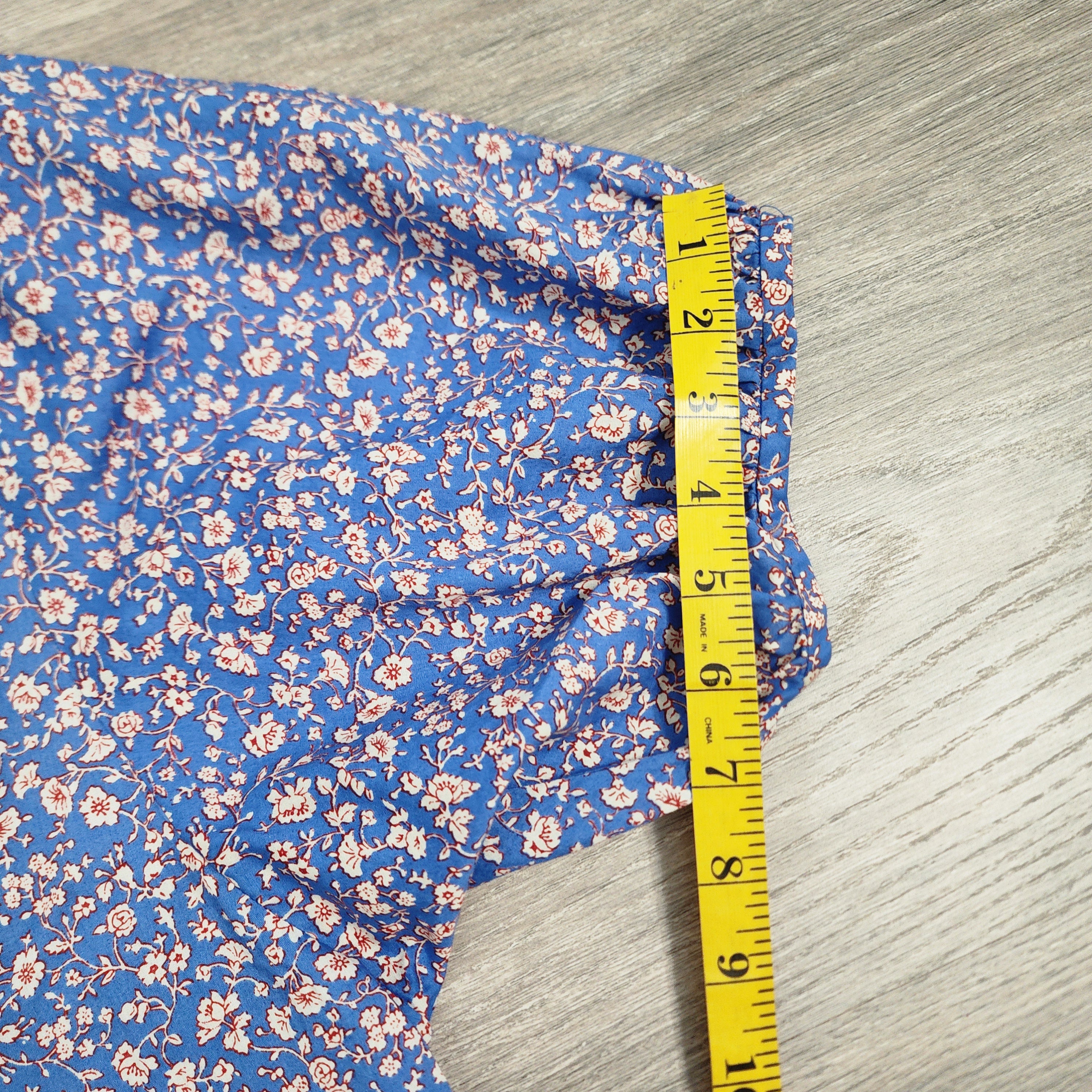 Madewell Floral Puff Sleeve Top – Blue / Size M