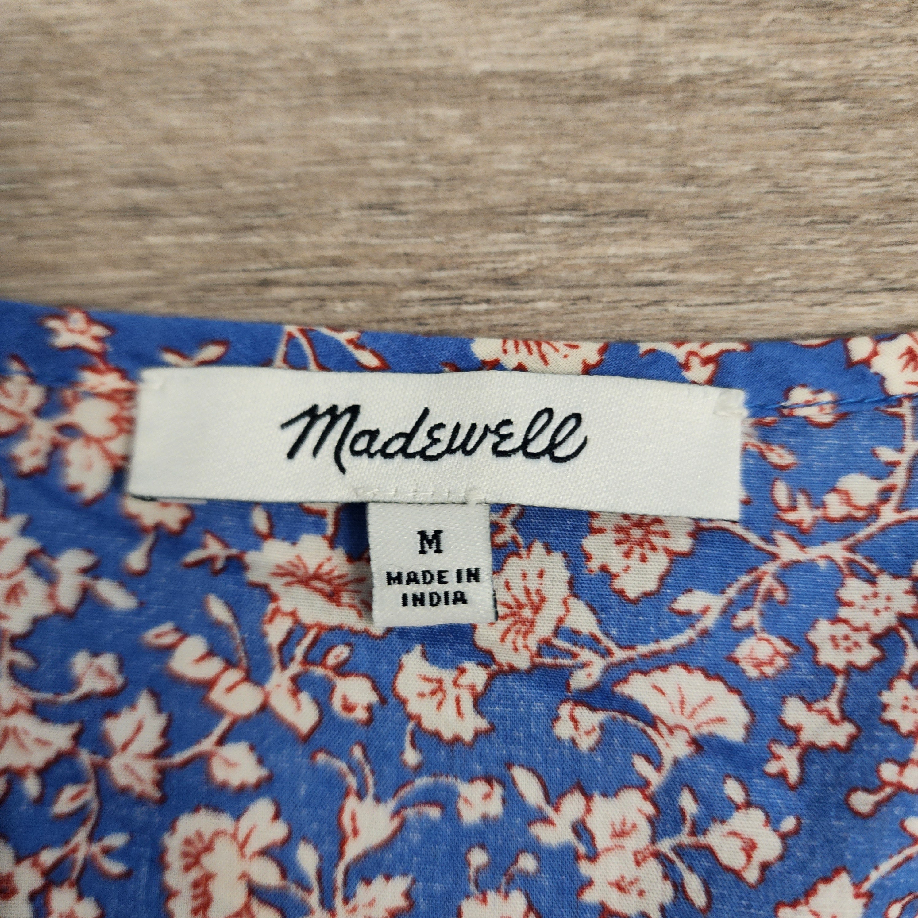 Madewell Floral Puff Sleeve Top – Blue / Size M