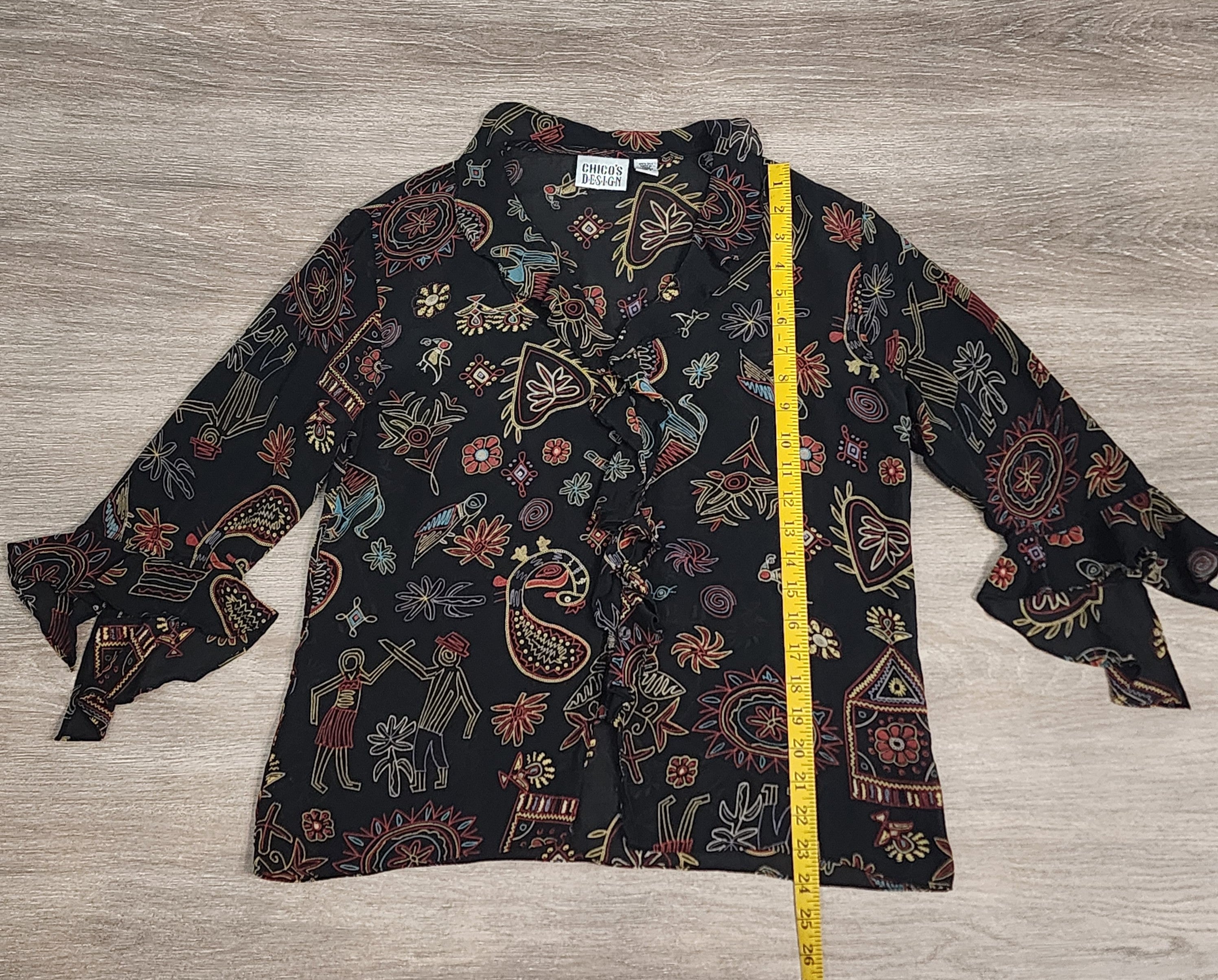 100% Silk Blouse – Size 2 | Statement Print Top