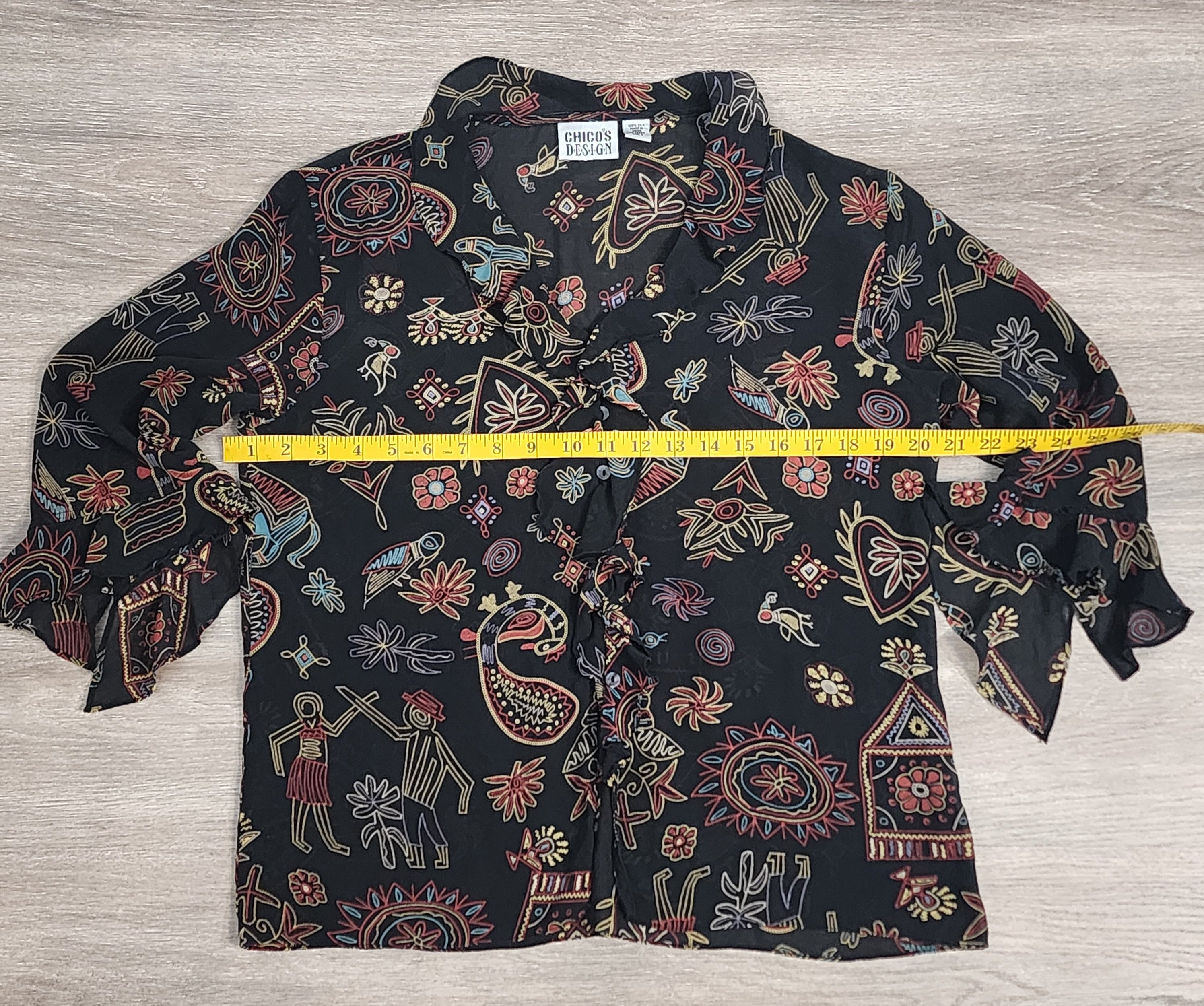 100% Silk Blouse – Size 2 | Statement Print Top