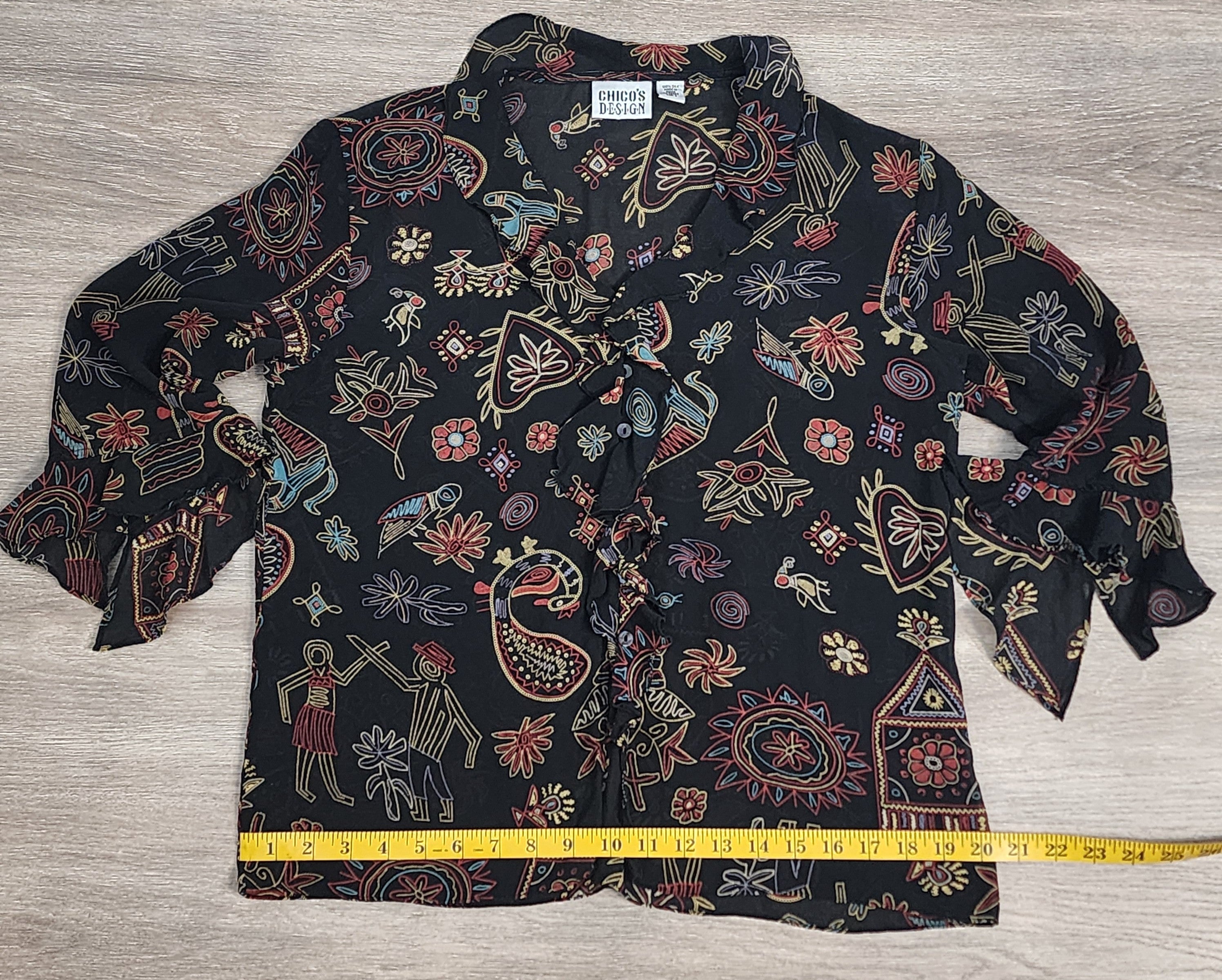 100% Silk Blouse – Size 2 | Statement Print Top