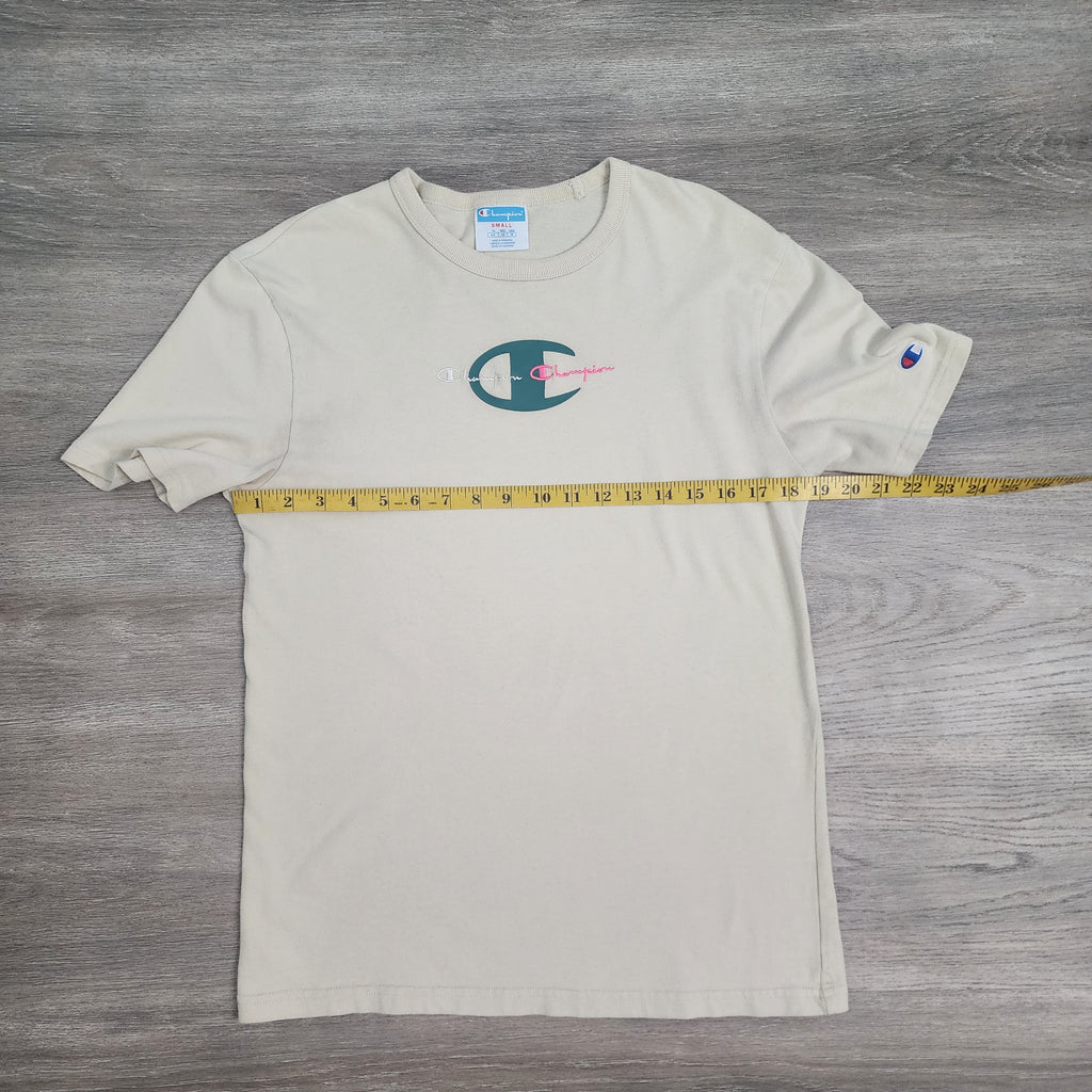 Champion Cream Logo Graphic Tee – Size S