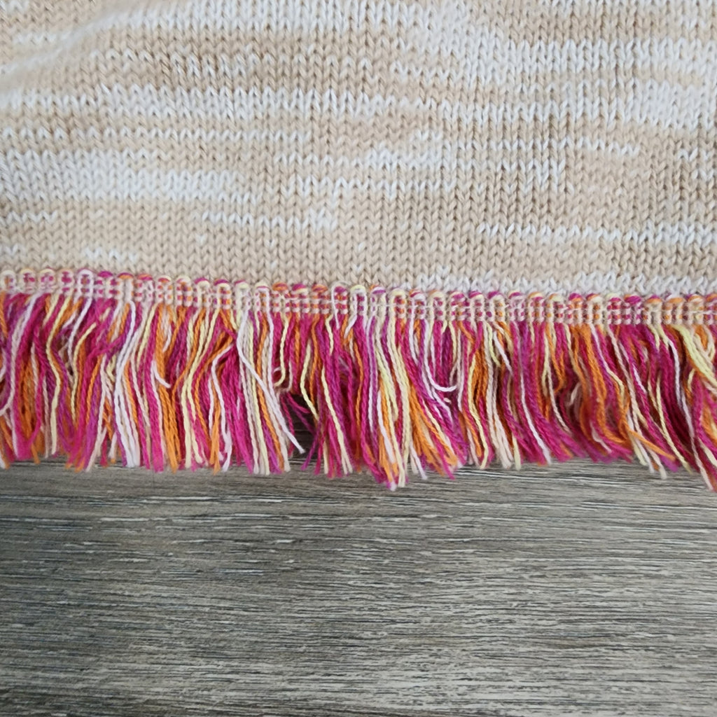 525 America Colorblock Stripe Fringe Cardigan
