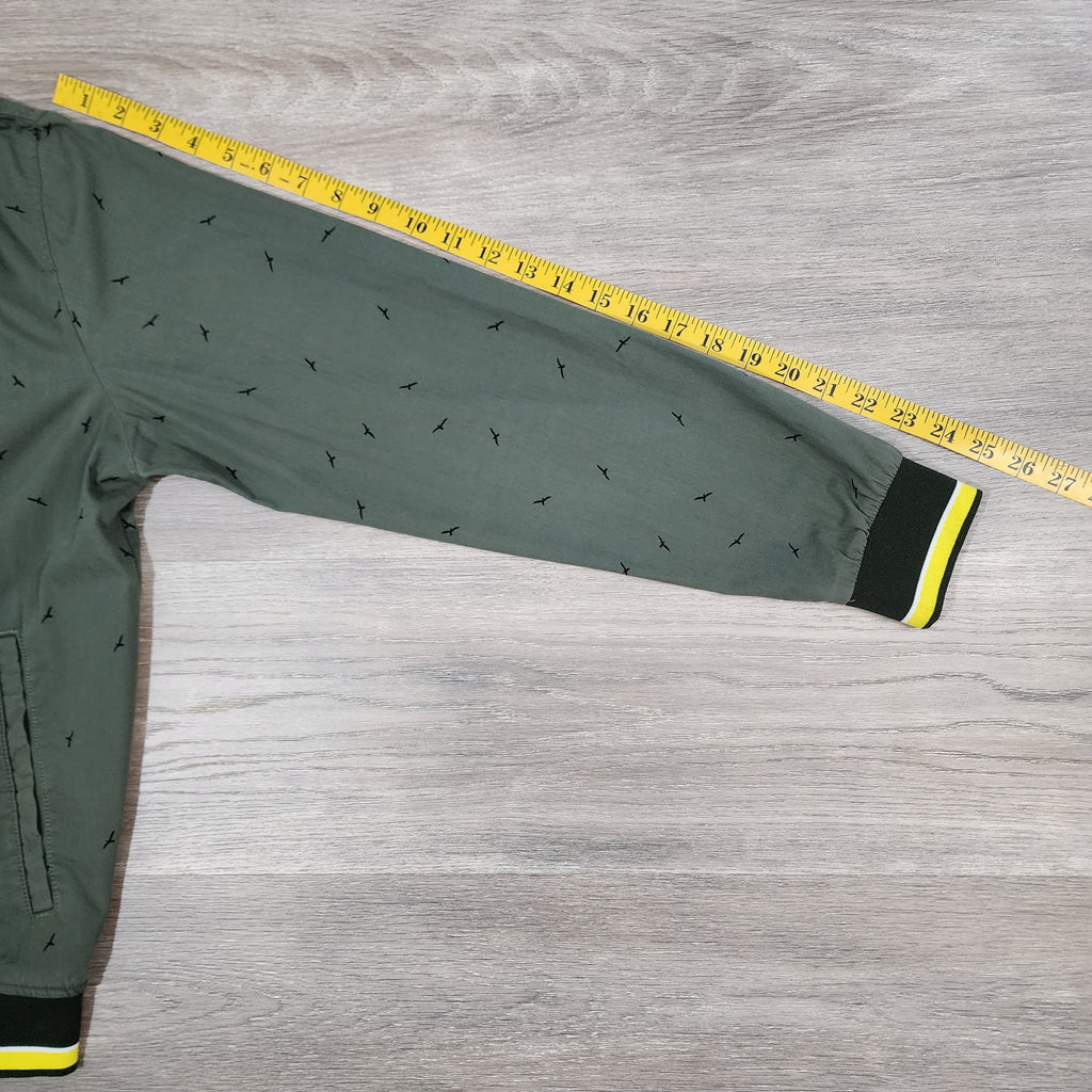 Cactus Man Ricky Singh Olive Bird Print Bomber Jacket — Size M