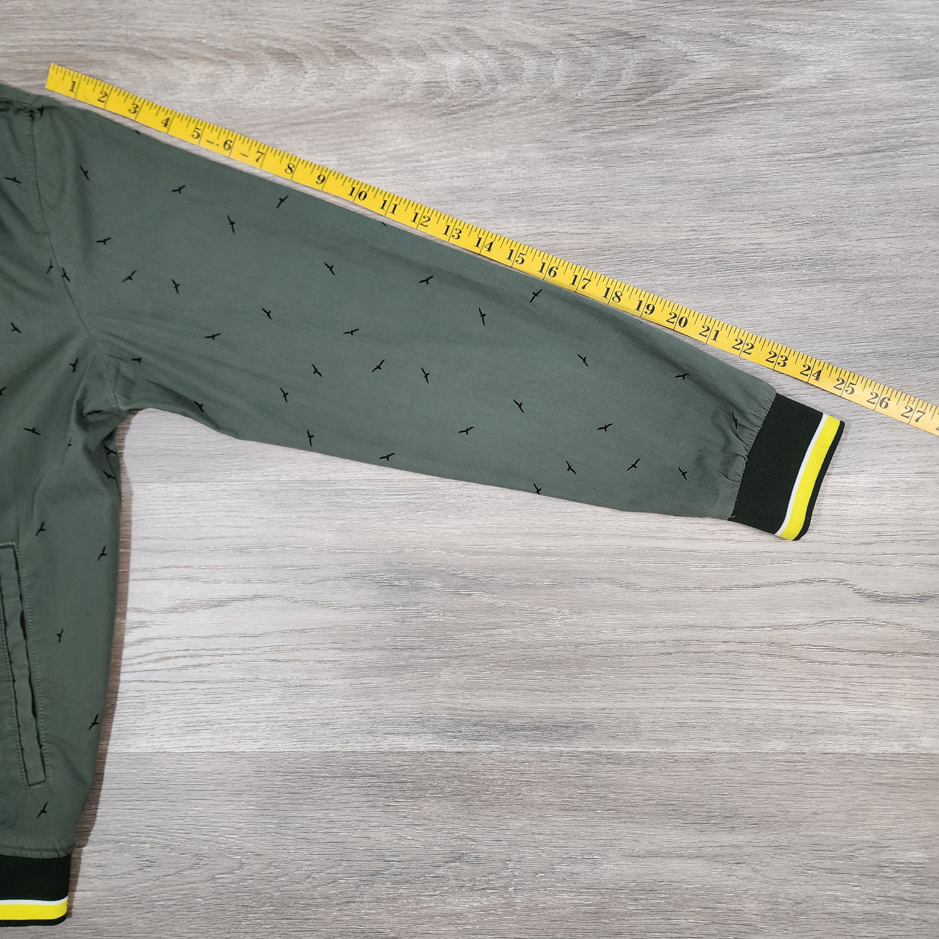 Cactus Man Ricky Singh Olive Bird Print Bomber Jacket — Size M