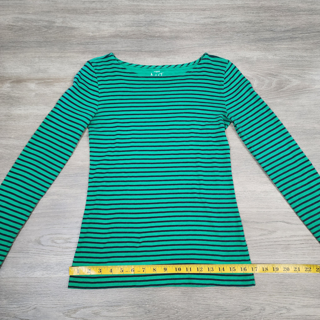 J.Crew Artist T Striped Long Sleeve Tee – Green & Navy XS