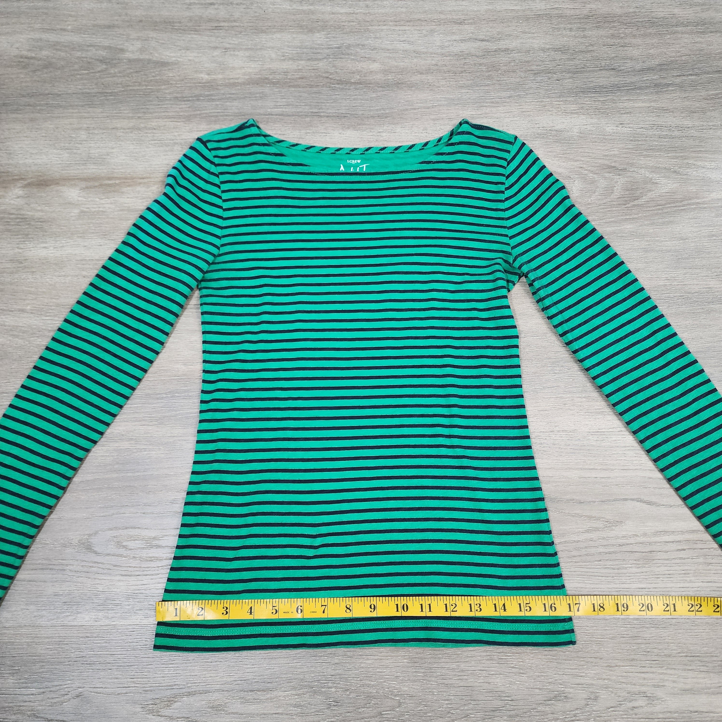 J.Crew Artist T Striped Long Sleeve Tee – Green & Navy XS