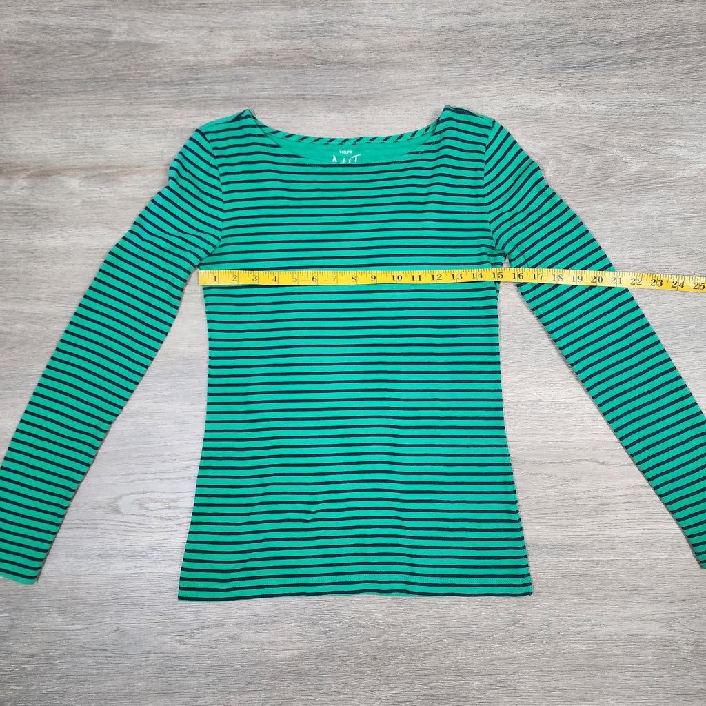 J.Crew Artist T Striped Long Sleeve Tee – Green & Navy XS