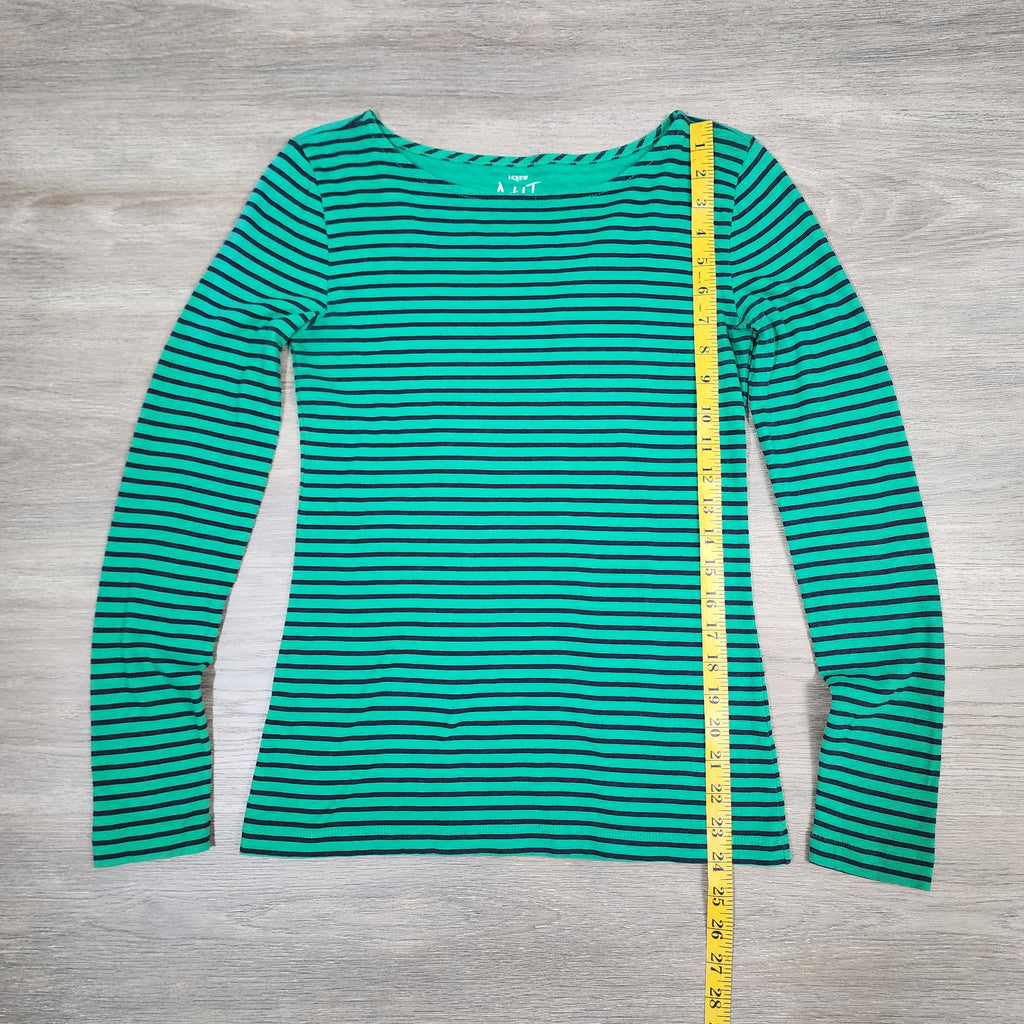 J.Crew Artist T Striped Long Sleeve Tee – Green & Navy XS
