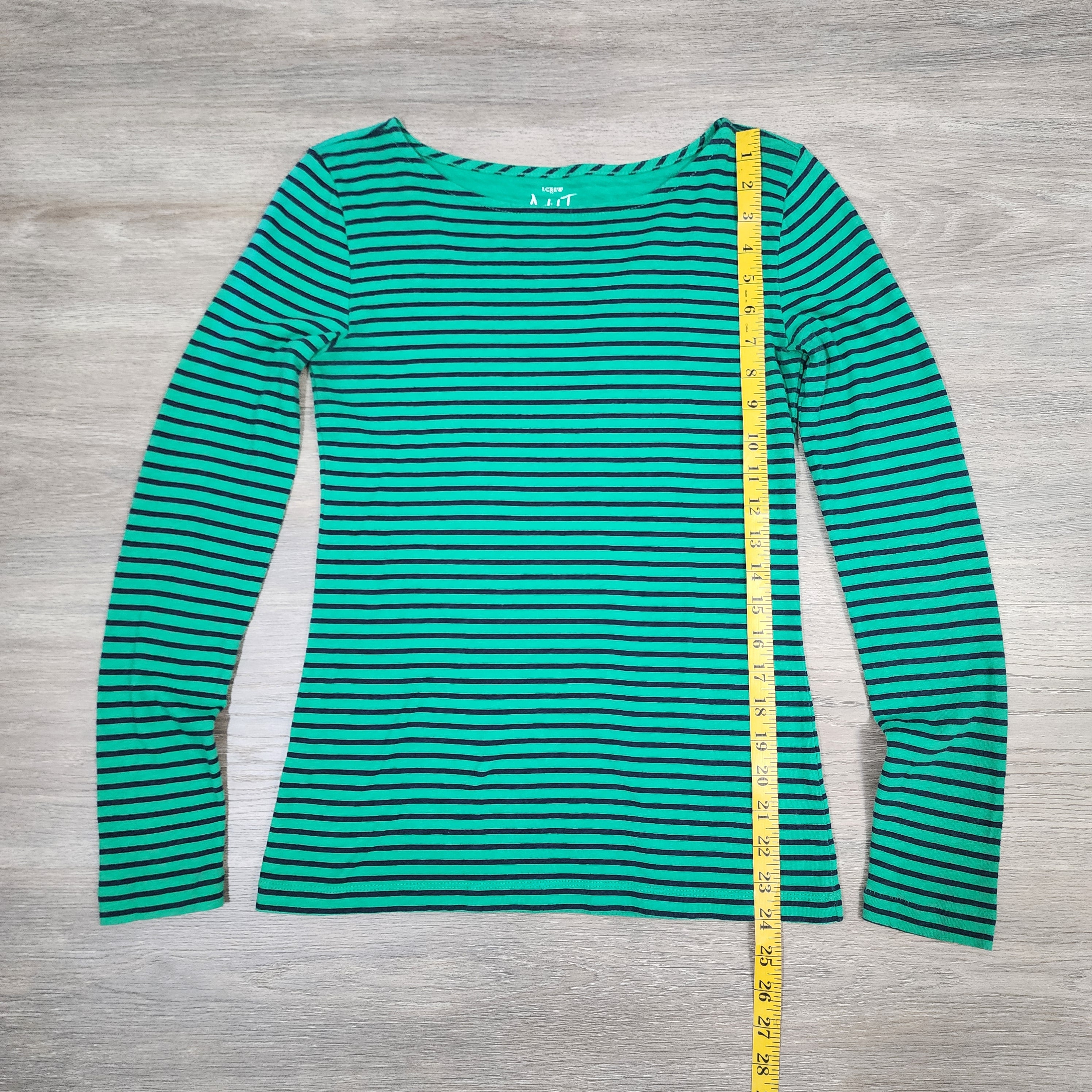 J.Crew Artist T Striped Long Sleeve Tee – Green & Navy XS