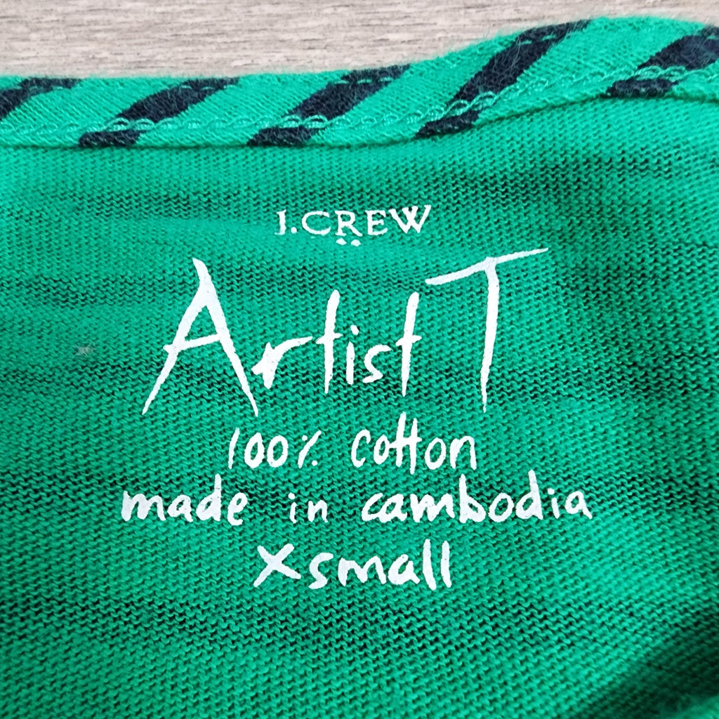 J.Crew Artist T Striped Long Sleeve Tee – Green & Navy XS