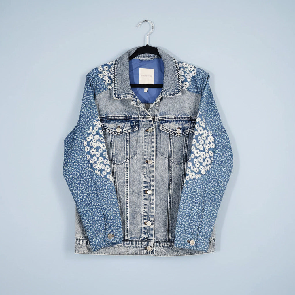 Avec Les Filles Mixed Media Denim Jacket — Size L
