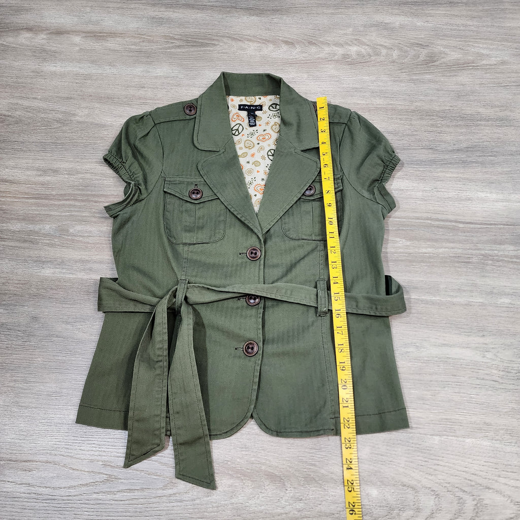 FANG Y2K Belted Safari Jacket – Olive Green / Size L