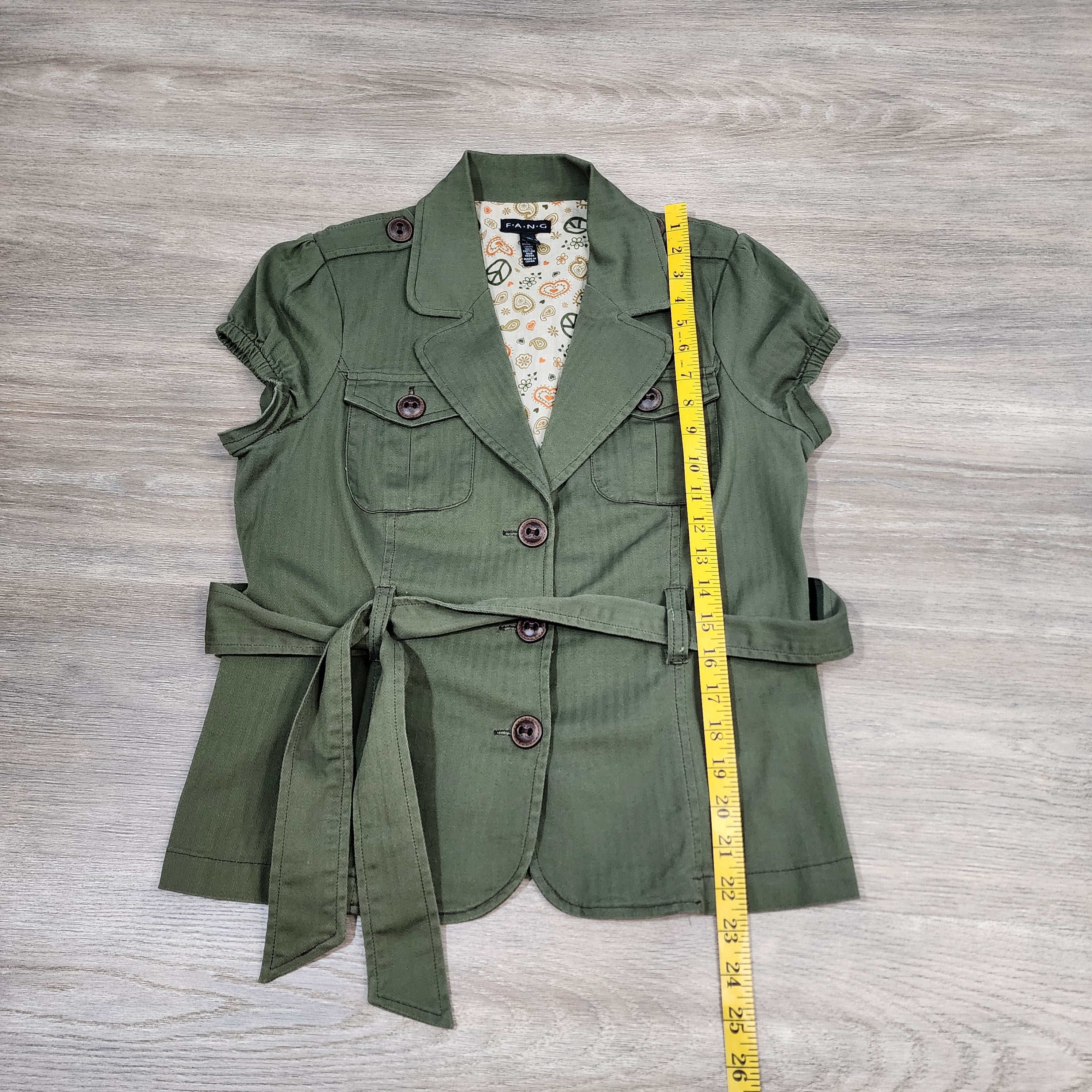 FANG Y2K Belted Safari Jacket – Olive Green / Size L