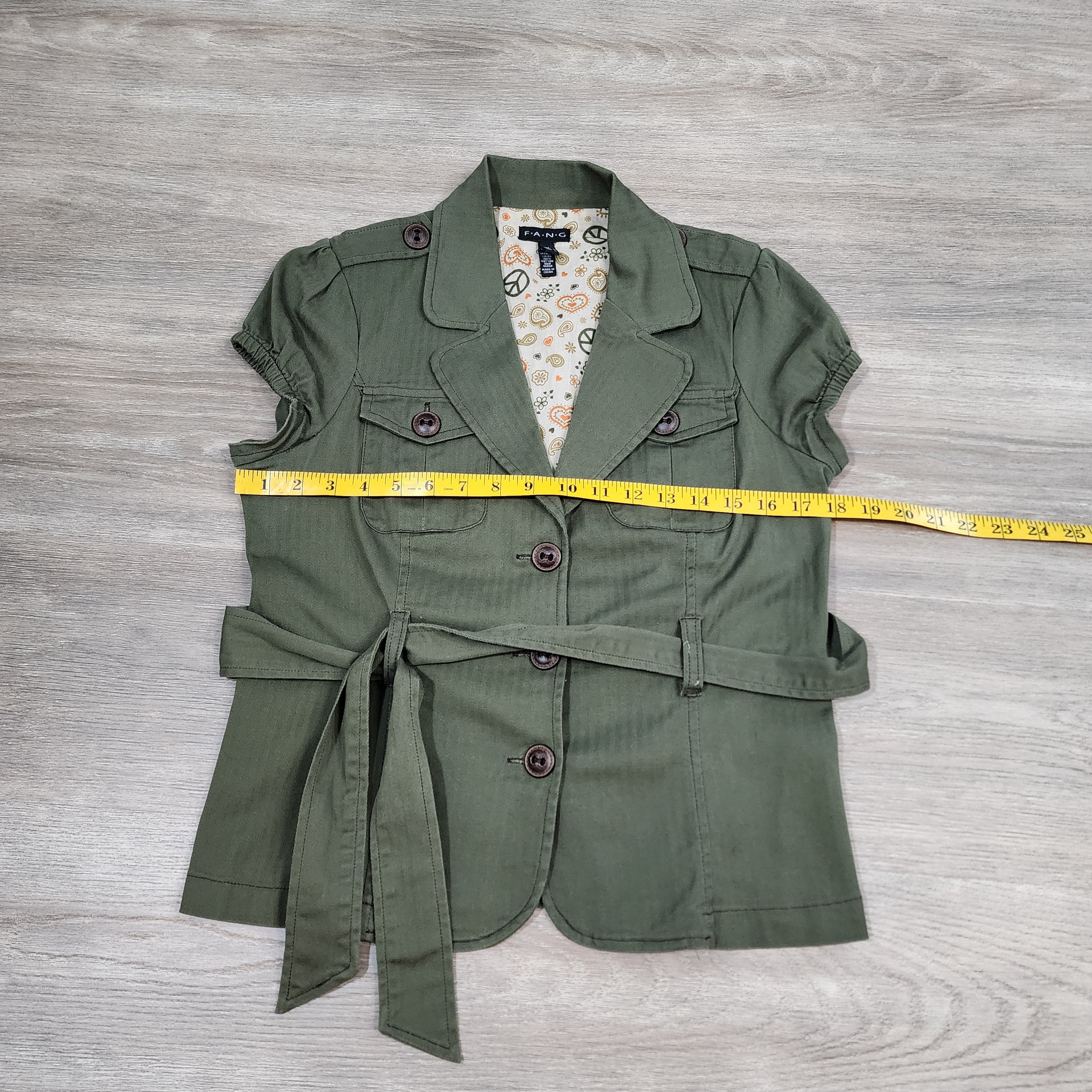 FANG Y2K Belted Safari Jacket – Olive Green / Size L