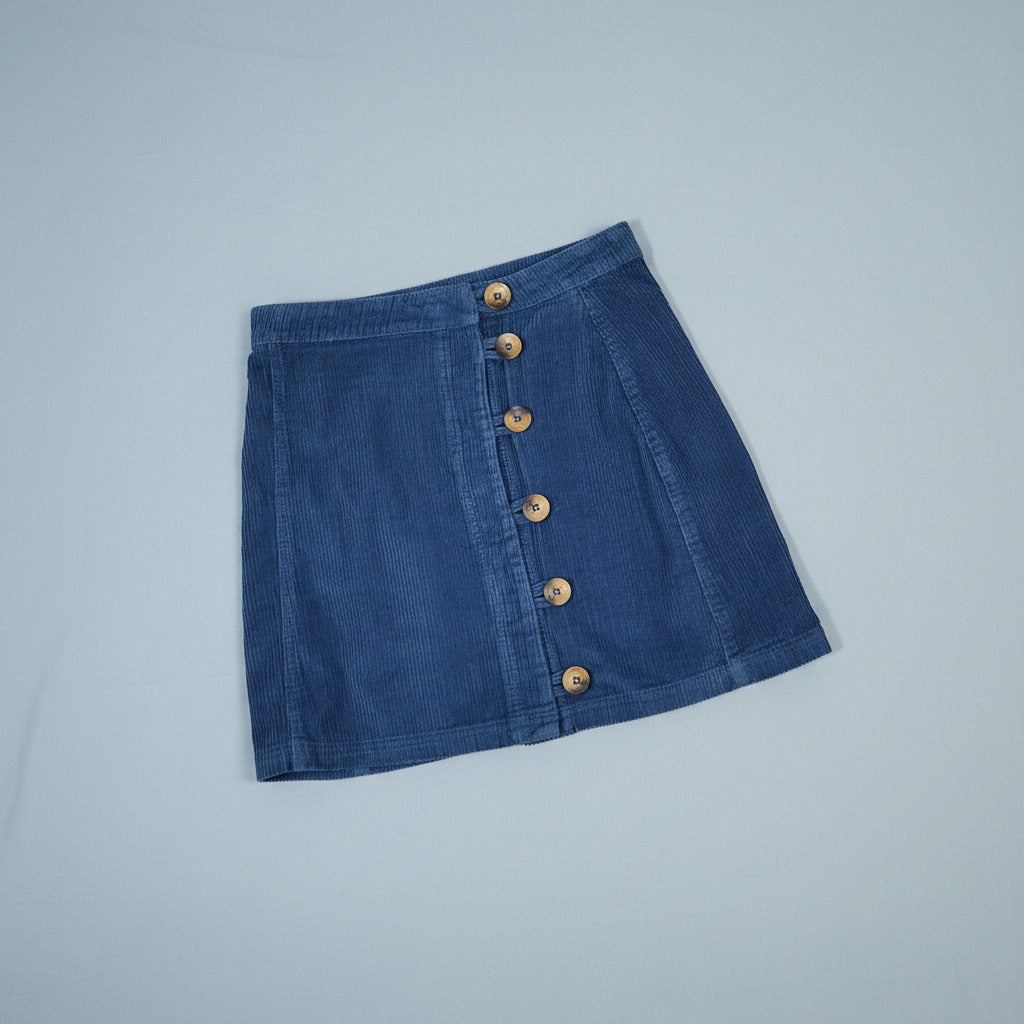 Miami Blue Corduroy Button-Front Mini Skirt – Size M