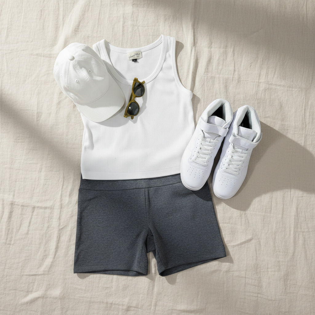 RBX Heather Grey High-Waist Bike Shorts – Size L