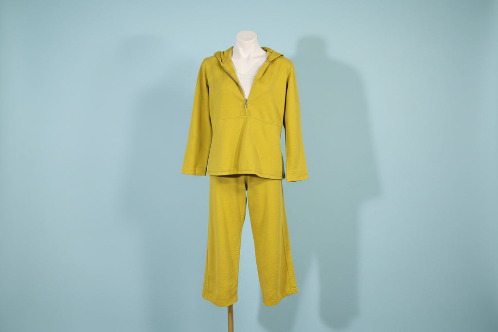 Mustard Yellow Hoodie & Wide-Leg Pants Set | Vintage Tracksuit