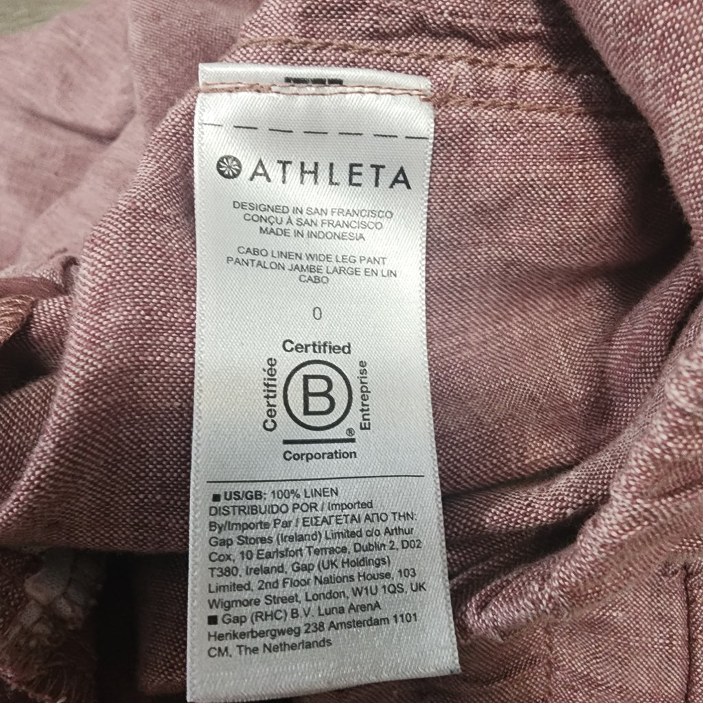 Athleta Cabo Linen Wide Leg Pant — Size 0