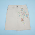 beige  floral embroidery raw him
