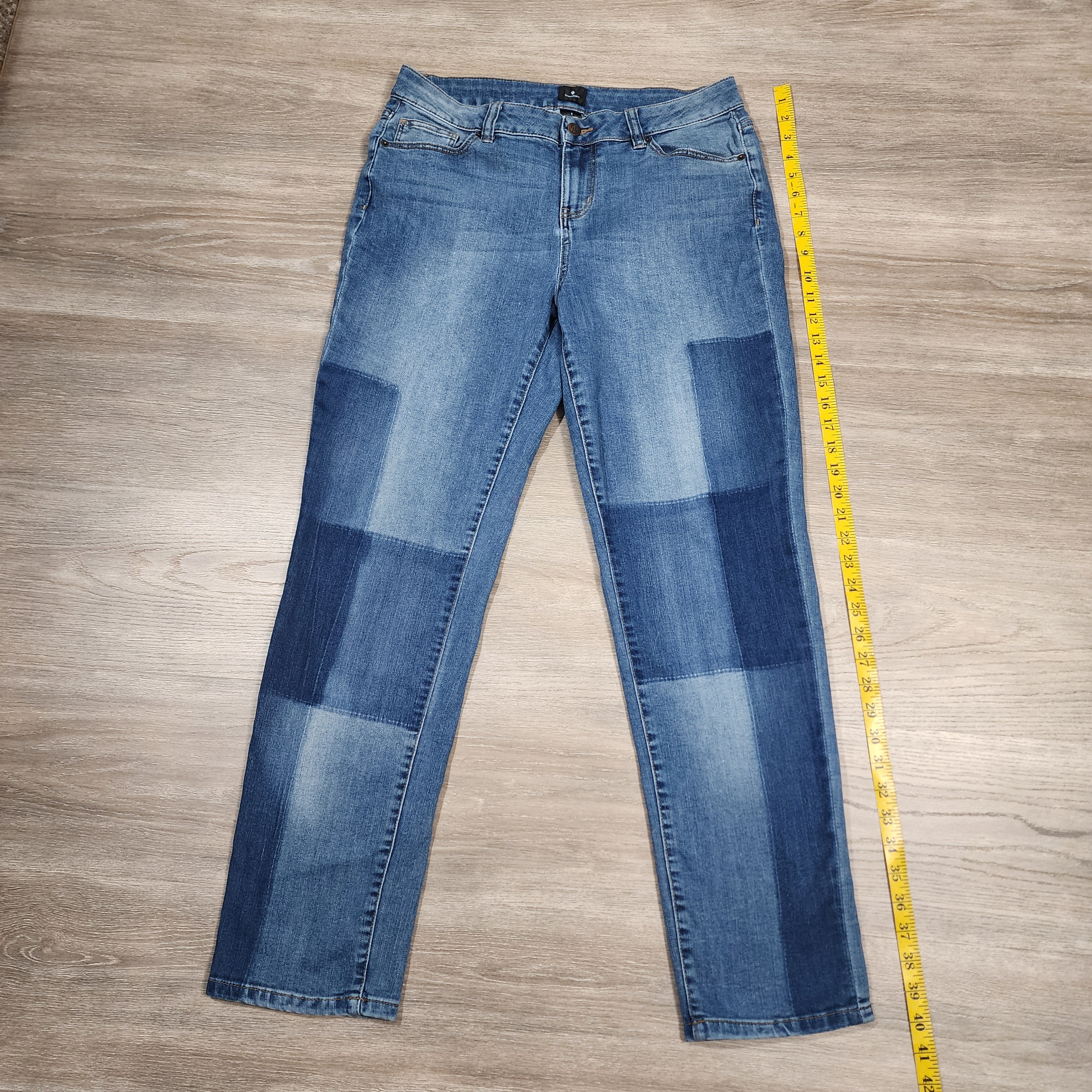 Dressbarn Patchwork Straight Leg Jeans – Size 6