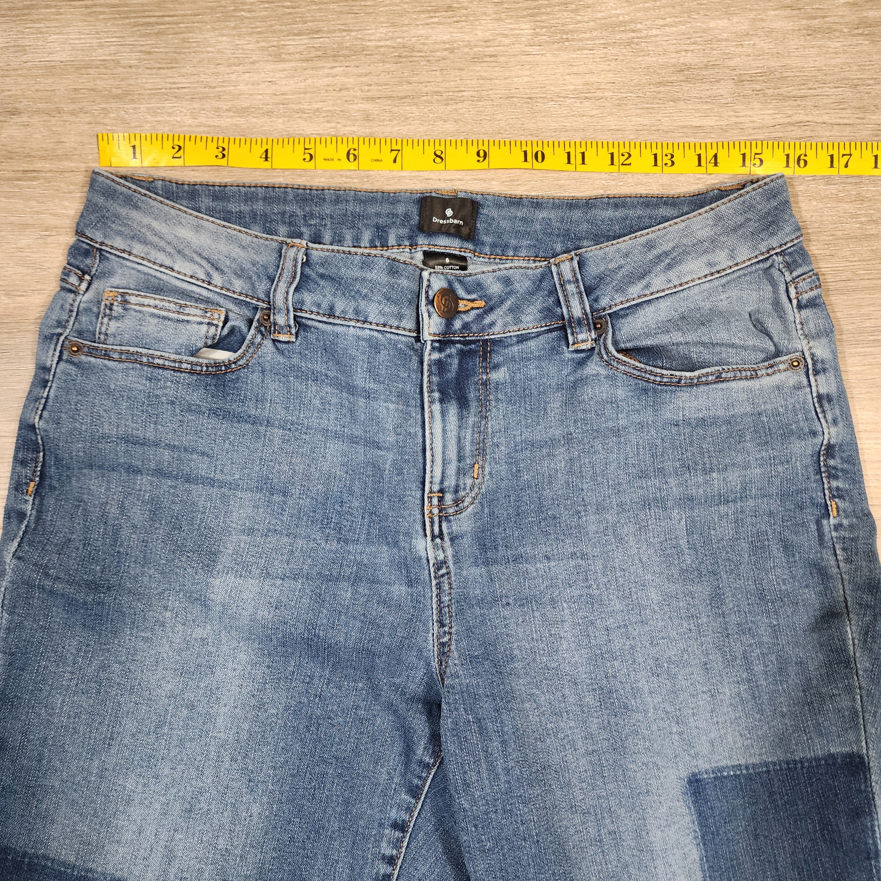 Dressbarn Patchwork Straight Leg Jeans – Size 6