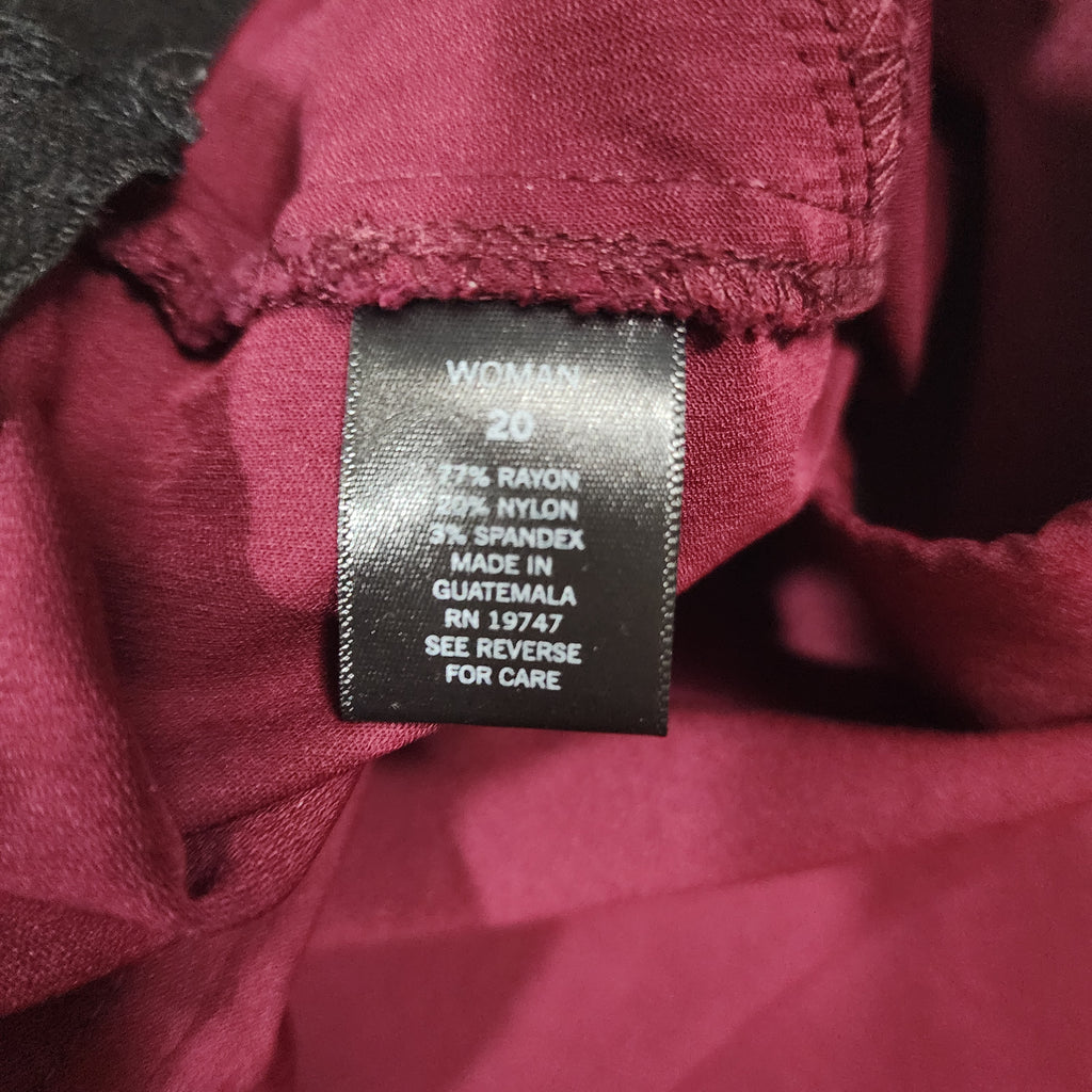 Roz & Ali Burgundy Cropped Dress Pants – Plus Size 20