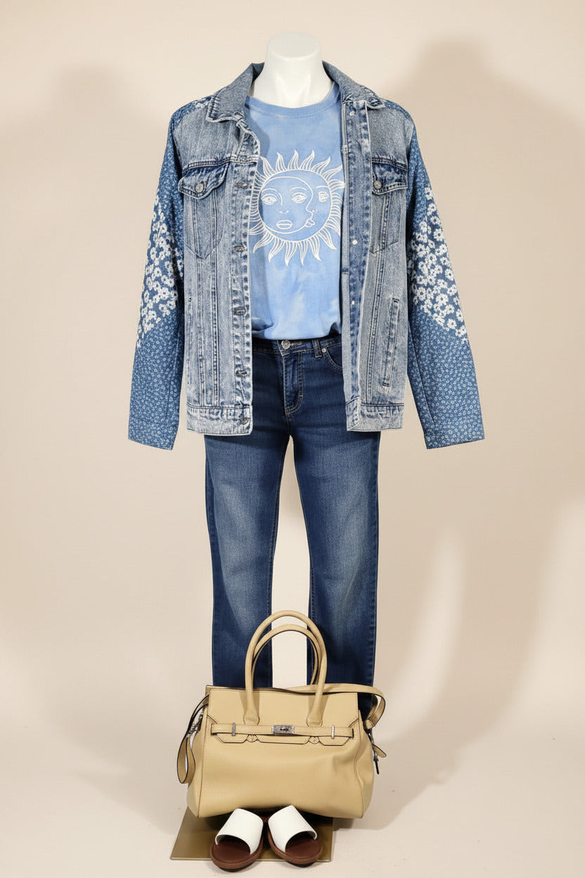 Avec Les Filles Mixed Media Denim Jacket — Size L