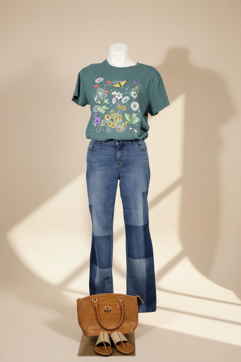 Dressbarn Patchwork Straight Leg Jeans – Size 6