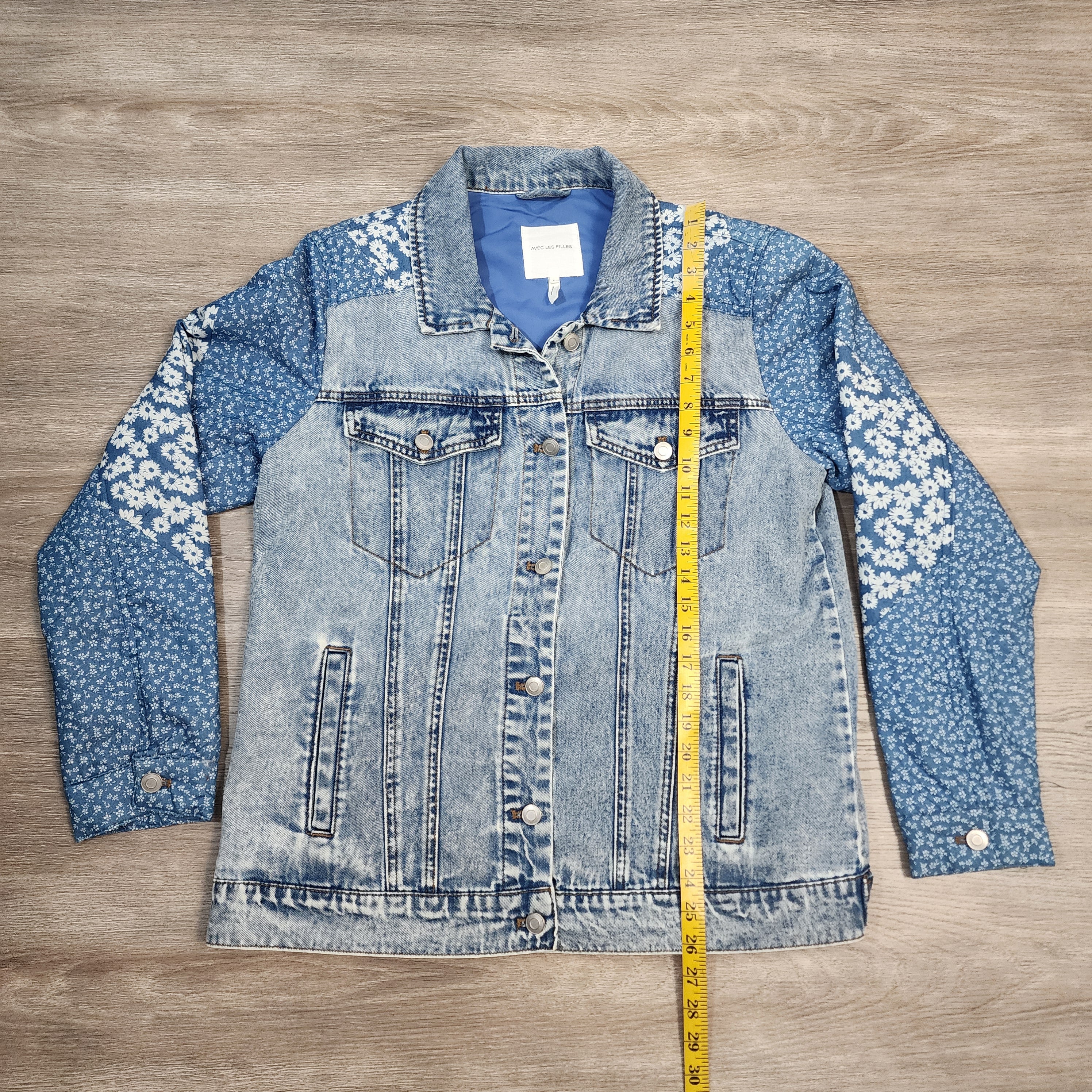 Avec Les Filles Mixed Media Denim Jacket — Size L