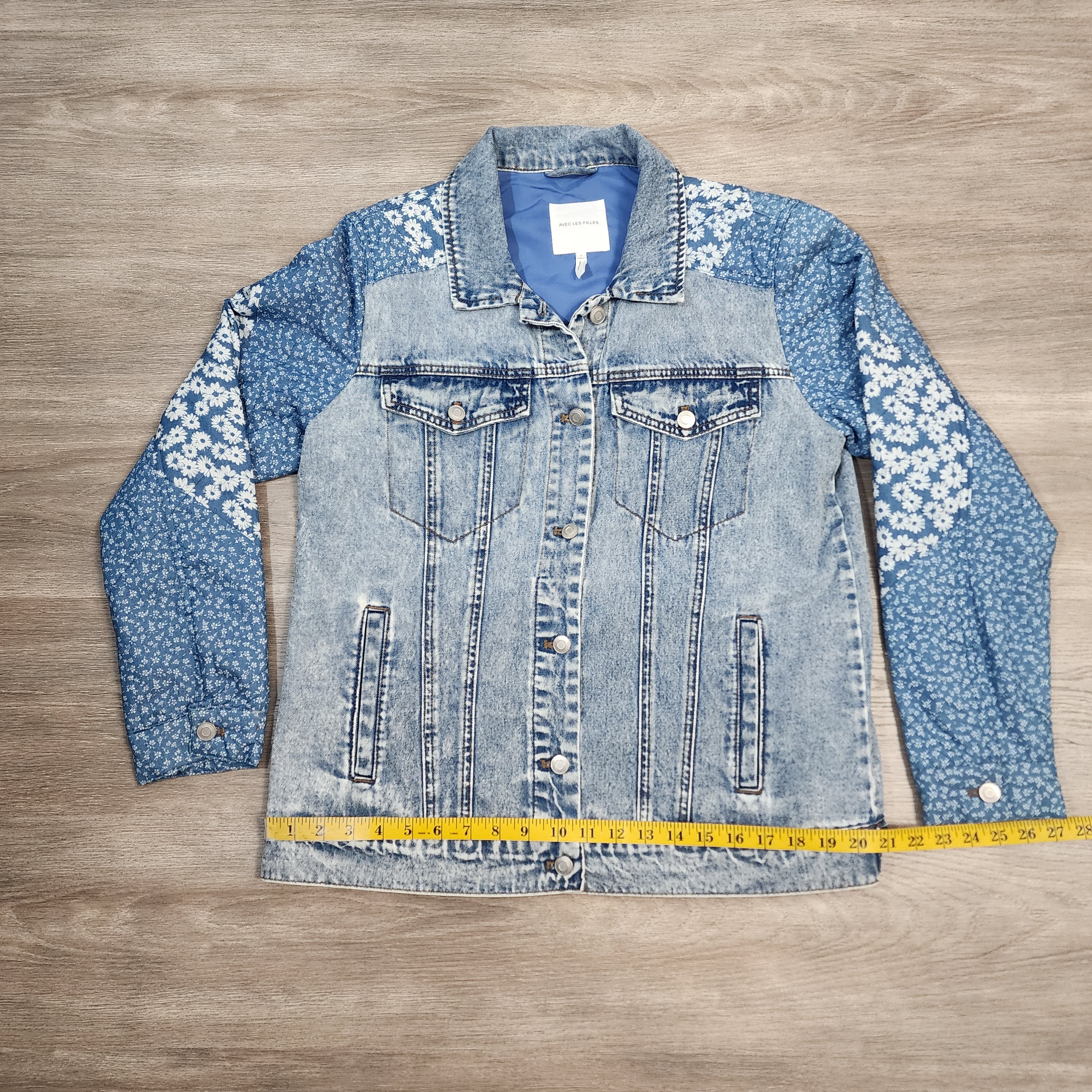 Avec Les Filles Mixed Media Denim Jacket — Size L