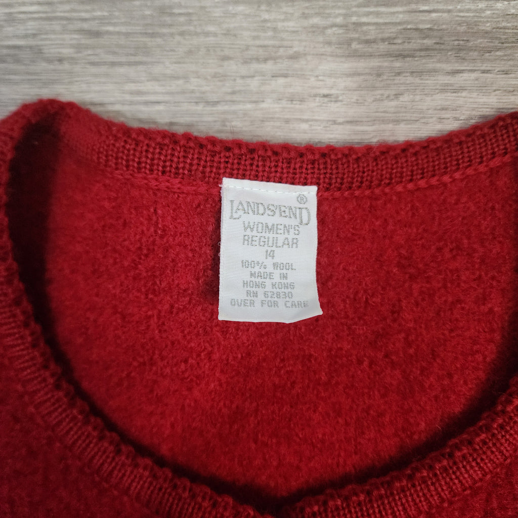 Lands' End Vintage 100% Wool Cardigan – Size 14