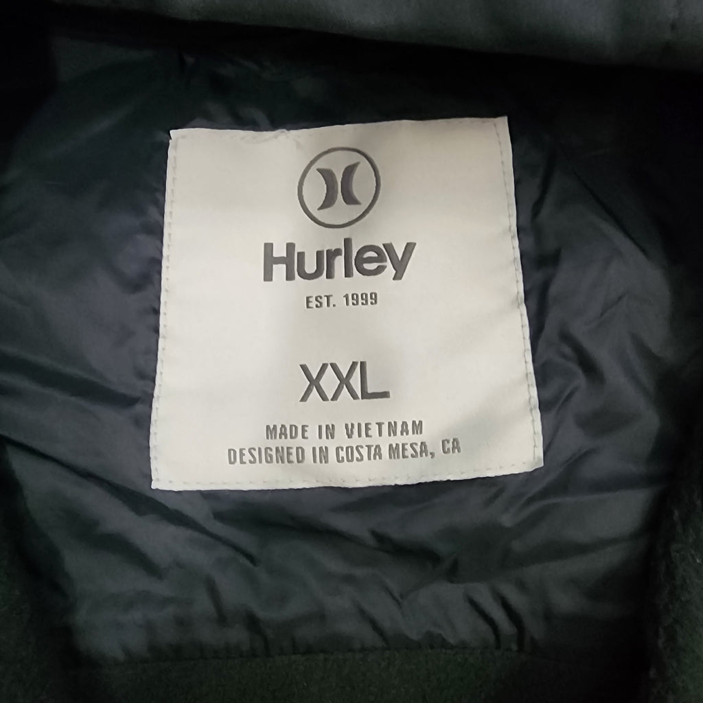 Hurley Men's XXL Black Hooded Hybrid Softshell Quilted Puffer Full Zip Jacket
